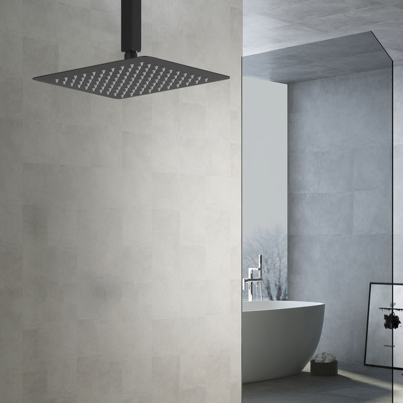 Rain Fixed Shower Head, Matte Black