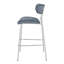 Tabouret de bar 30 po Mina en tissu de velours bleu acier et base en acier inoxydable brossé Mina-412728946-412728947