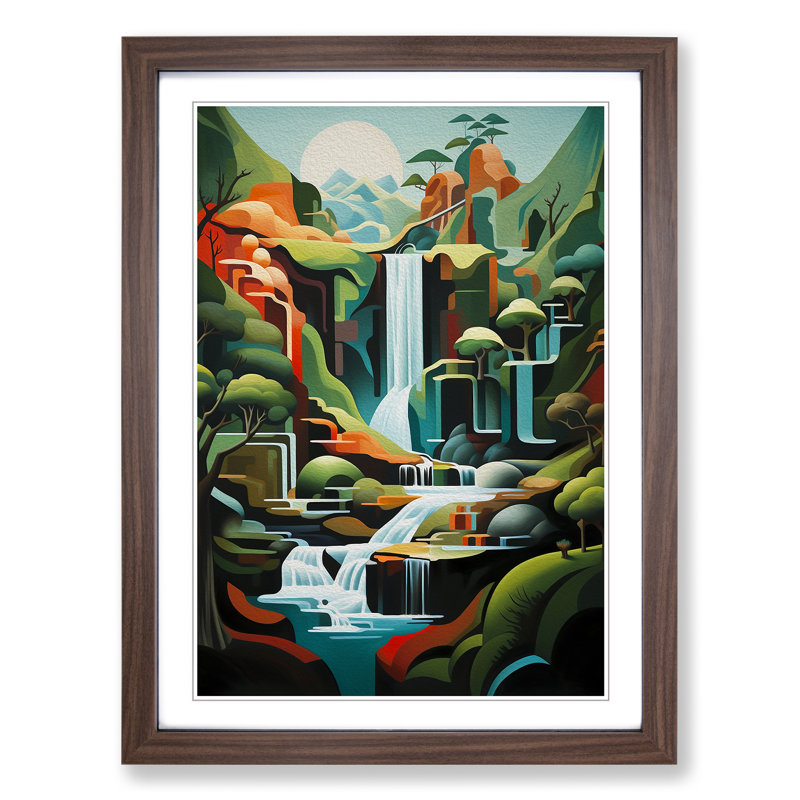 Waterfall Modern - Framed Print, Walnut , 46cm H x 34cm W x 2cm D