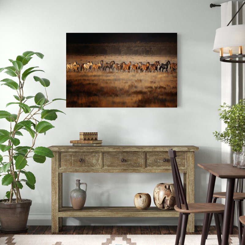 «Horse Run VII» par PHBurchett - impression sur toile tendue, H 32 po x l 48 po