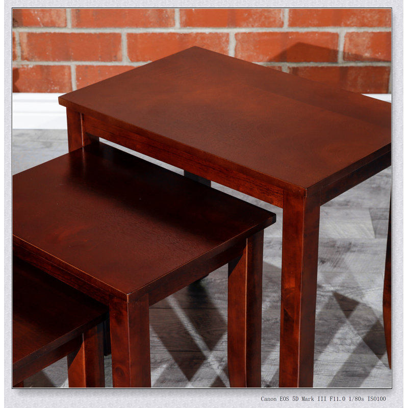 Ensemble de 3 tables gigognes modernes - Pieds en bois d'hévéa massif, finition en placage de bouleau