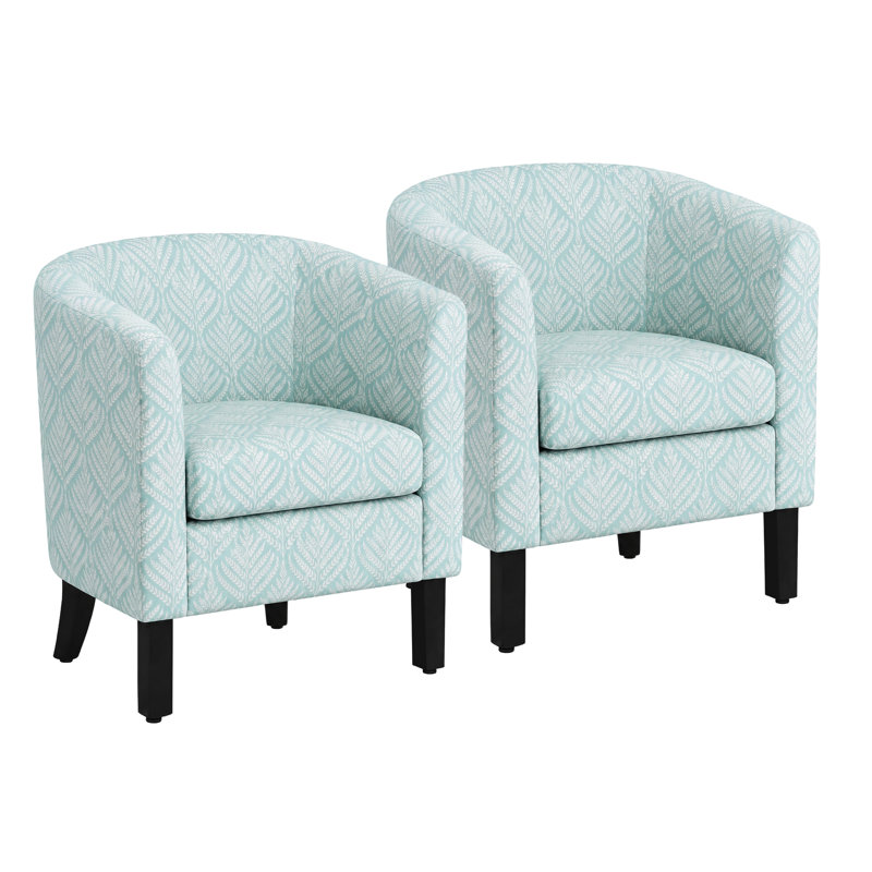 Ensemble de 2 fauteuils d'appoint modernes en tonneau - bleu fronde, Bleu fronde