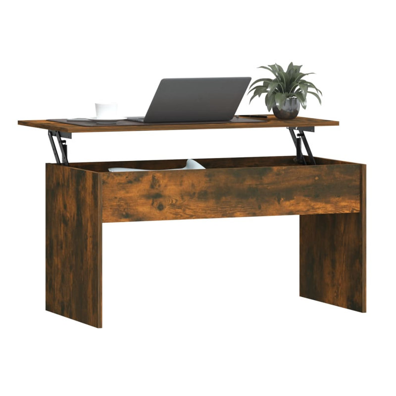 Oloughlin Lift Top Sled Coffee Table with Storage, Smoked Oak