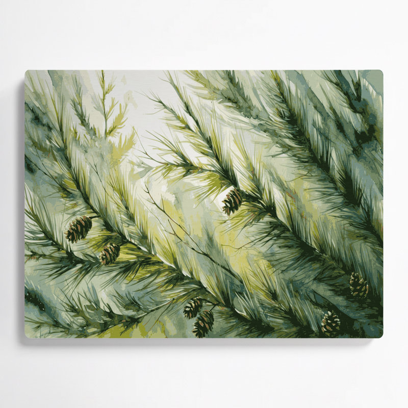 «Botanical Pine Branches», art mural en métal vert, H 240 po x l 240 po x P 0,05 po