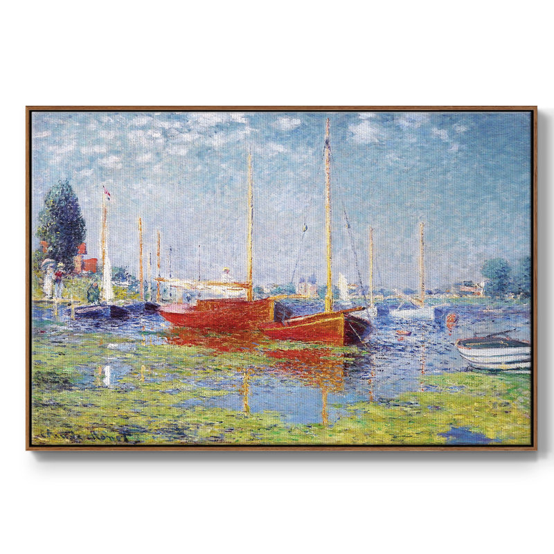 Argenteuil. Yacht, 1875 01, reproduction d'art sur toile, H 25 po x l 37 po x P 2 po, Noyer