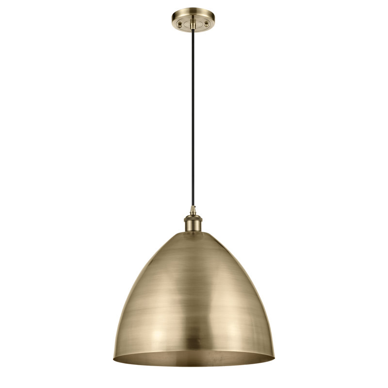 Matte Black and Brass 18.75" Mini Pendant Light for Indoor/Outdoor