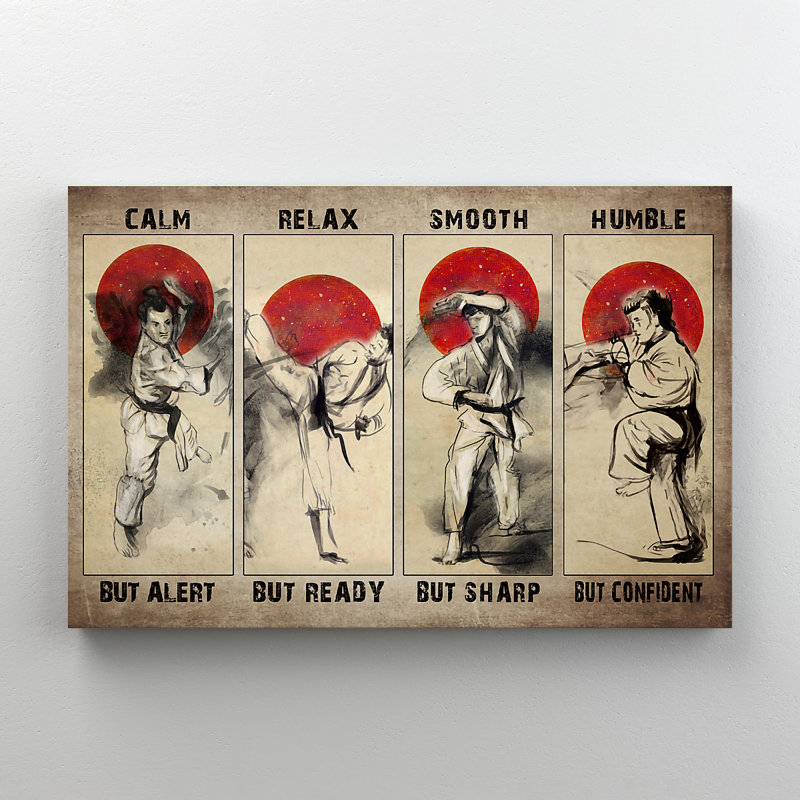 Karate Stances - Calm But Alert Relax But Ready Smooth But Sharp - 1 Piece Rectangle Graphic Art Print On Wrapped Canvas