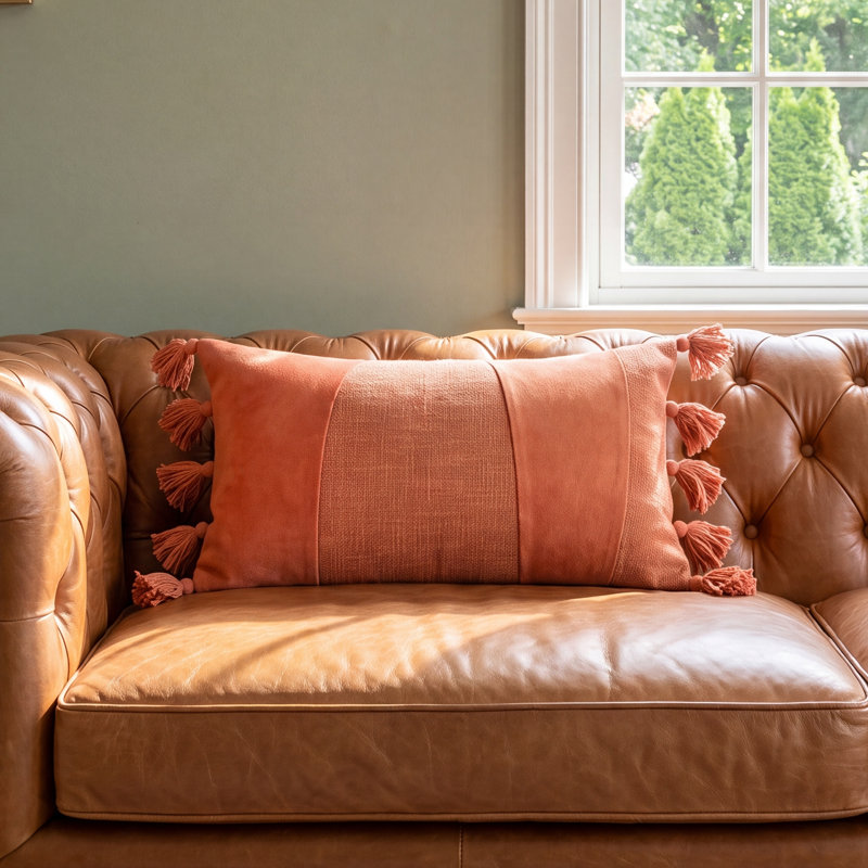 Legaspi Tassels Throw Pillow, Burnt Orange