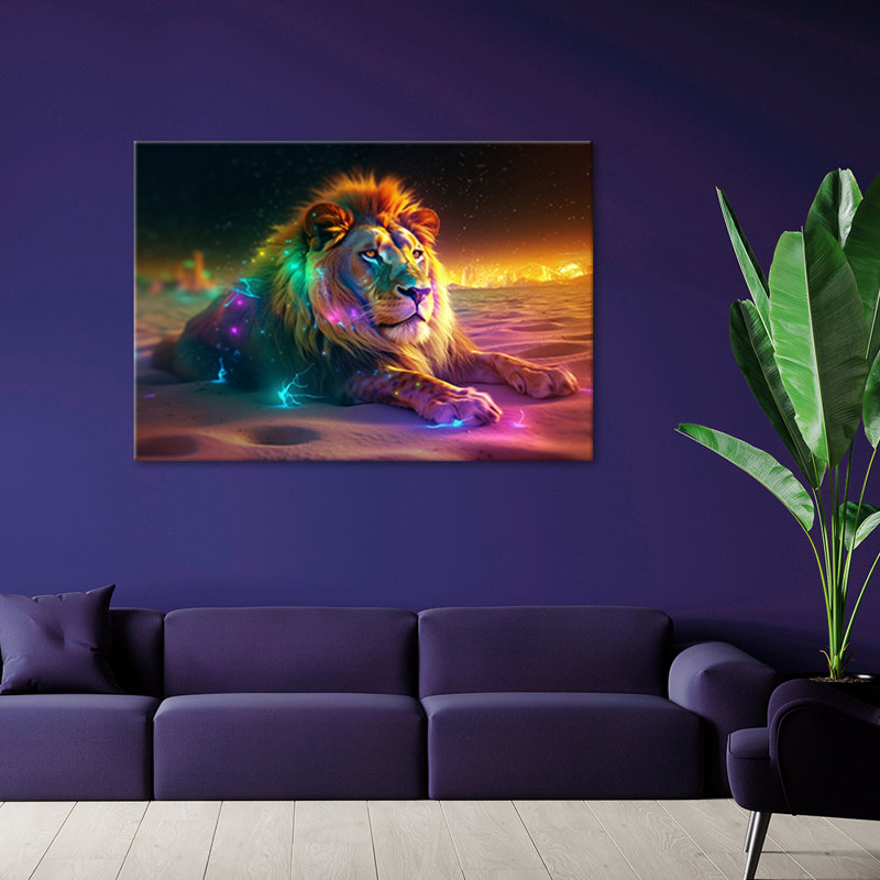 Abstract Neon Animal - No Frame Print on Canvas, 70cm H x 100cm W