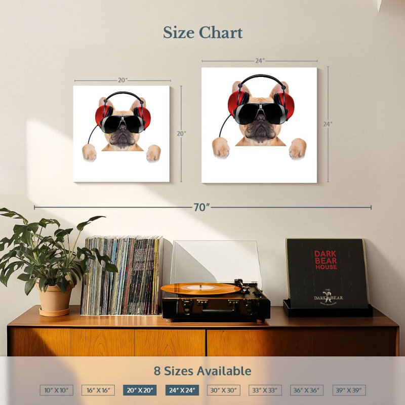 Bouledogue français Bramoph audiophile, H 20 po x l 20 po