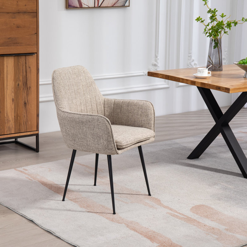 Set of 2 Carrara Fabric Dining Chairs, Brown