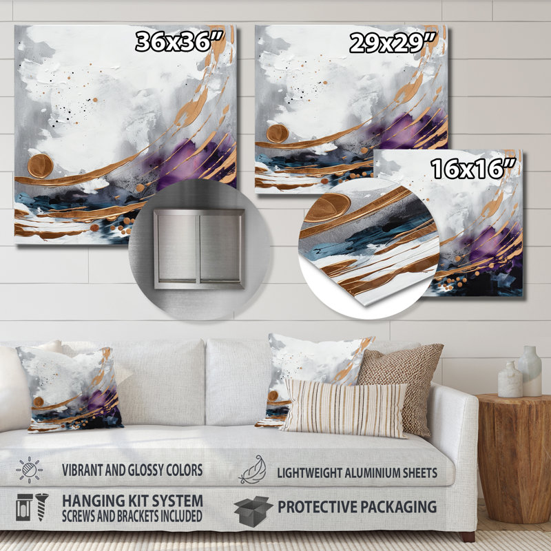 Décoration murale Bold Circles and Marble Fusion III, H 36 po x l 36 po x P 1 po
