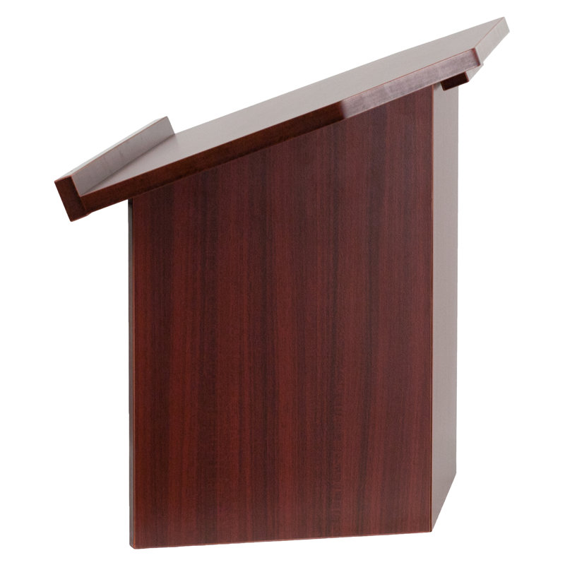 Mahogany Foldable Tabletop Lectern with Slanted Top and Ledge