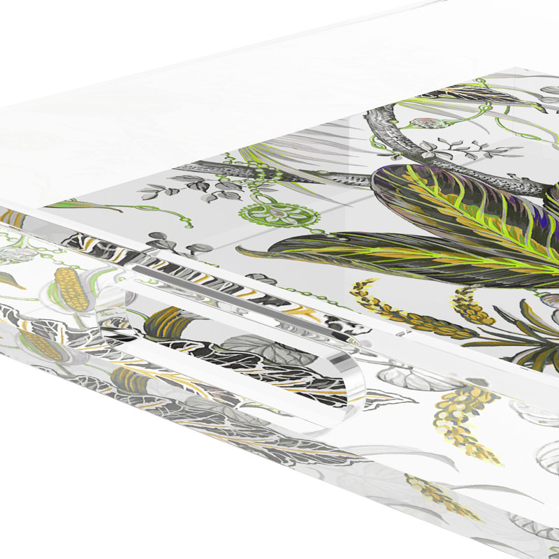 Amazonia Acrylic Square Decorative Tray, 12"W x 12"D x 2"H, Mustard