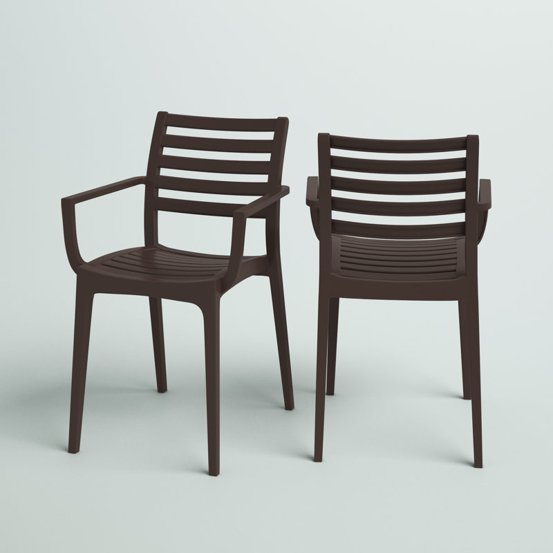 Melissus Stacking Patio Dining Armchair, Brown