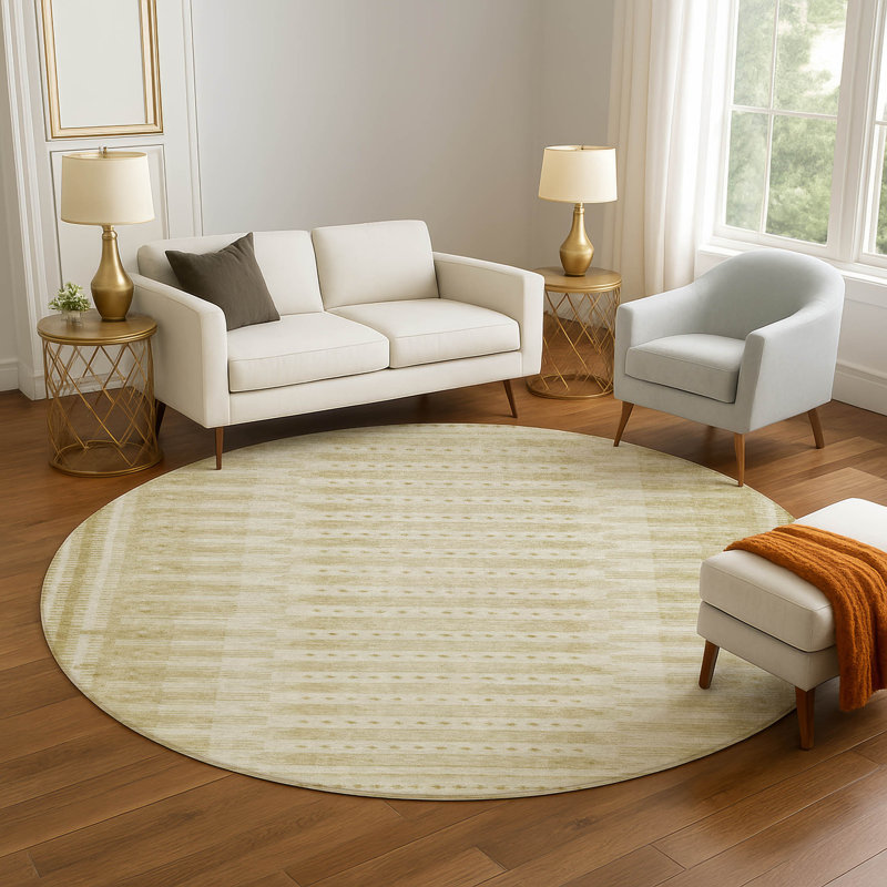 Premium Machine Washable Mayfield Border Rug, Round 8'