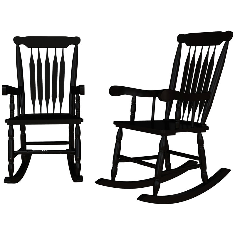 Ensemble de 2 chaises berçantes d'extérieur en bois Outsunny (excluant la table), Noir