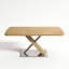 Table de salle à manger extensible avec base en métal en forme de croix et structure en acier inoxydable, pour 4 à 6 personnes