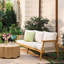 Canapé de patio moderne en bois d'acacia à 3 places avec assise profonde et coussins hydrofuges Brendan