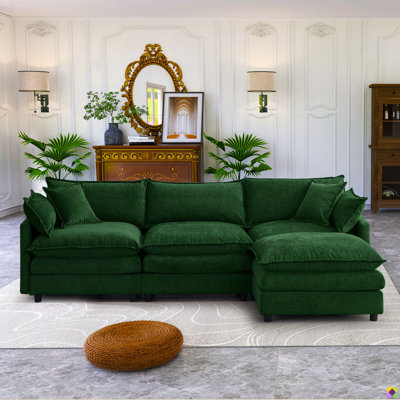 Aariketh 105"W Modular Chenille LAF RAF Sectional, Sofa Couch, 3 Seater