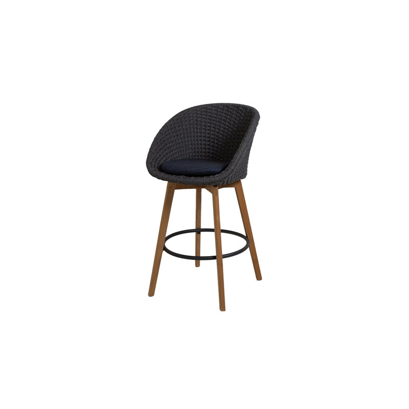 Peacock 29.2" Patio Bar Stool with Cushion, Dark Gray