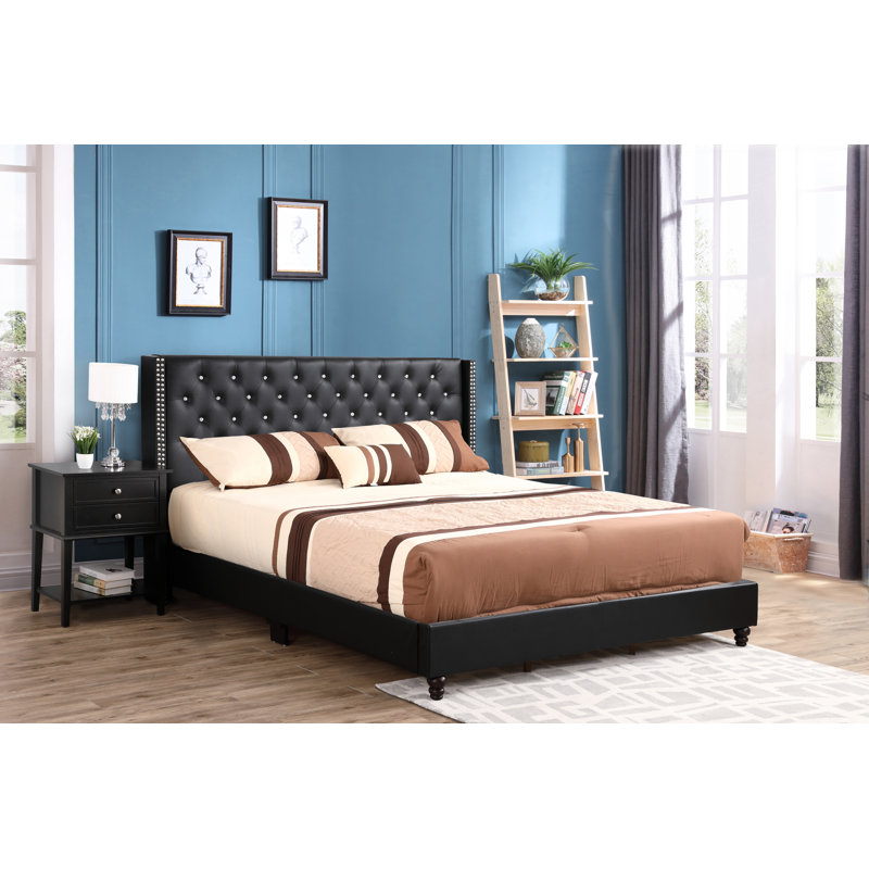 Ashe Upholstered Low Profile Standard Bed, King, Black