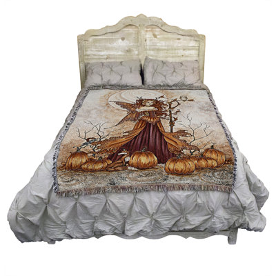 Pure Country Weavers Pumpkin Queen Fairy Blanket by Amy Brown - Halloween Fantasy Gift Tapestry Throw Woven from Cotton - Made in the USA (72x54)