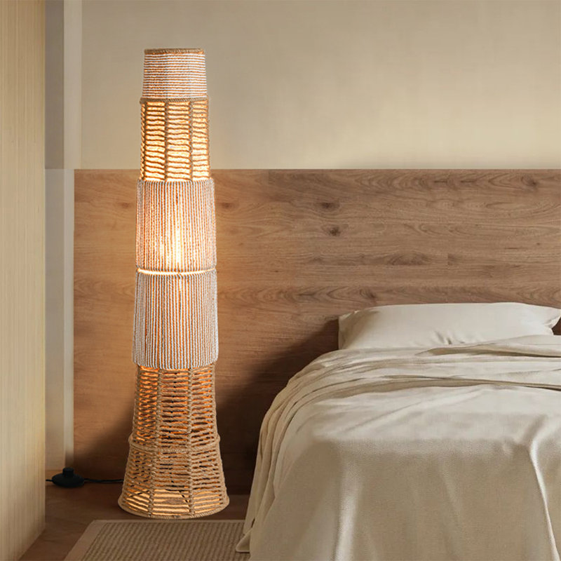 Lampe sur pied en corde de fer de style chinois Wabi-Sabi