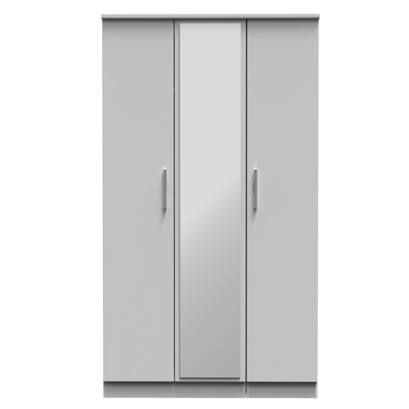 Borgeson Triple Mirror Wardrobe , Grey Matt