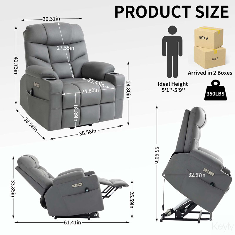 Fauteuils inclinables, Microfibre grise