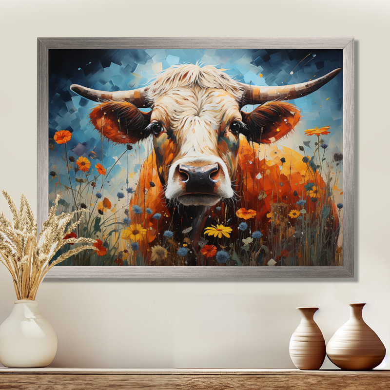 «Cow Natures Symphony I», reproduction d'art sur toile, Cadre flottant noir, H 34 po x l 44 po x P 1,5 po