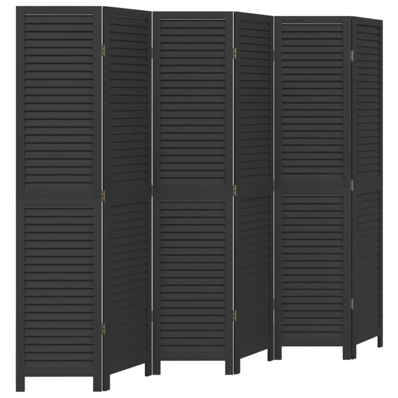 Trista Solid Wood Accent Room Divider, Black, 180cm H x 180cm W, 6 Panels