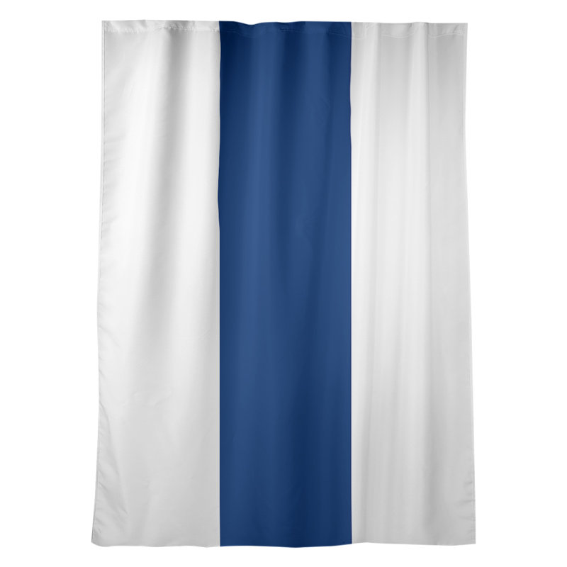 New York Big Sateen Room Darkening Curtain Single Panel, White/Blue/White, 53" W x 87" L