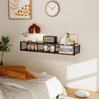 Meuble télé flottant mural 49 po - Console de divertissement avec rangement ouvert, salon et chambre à coucher