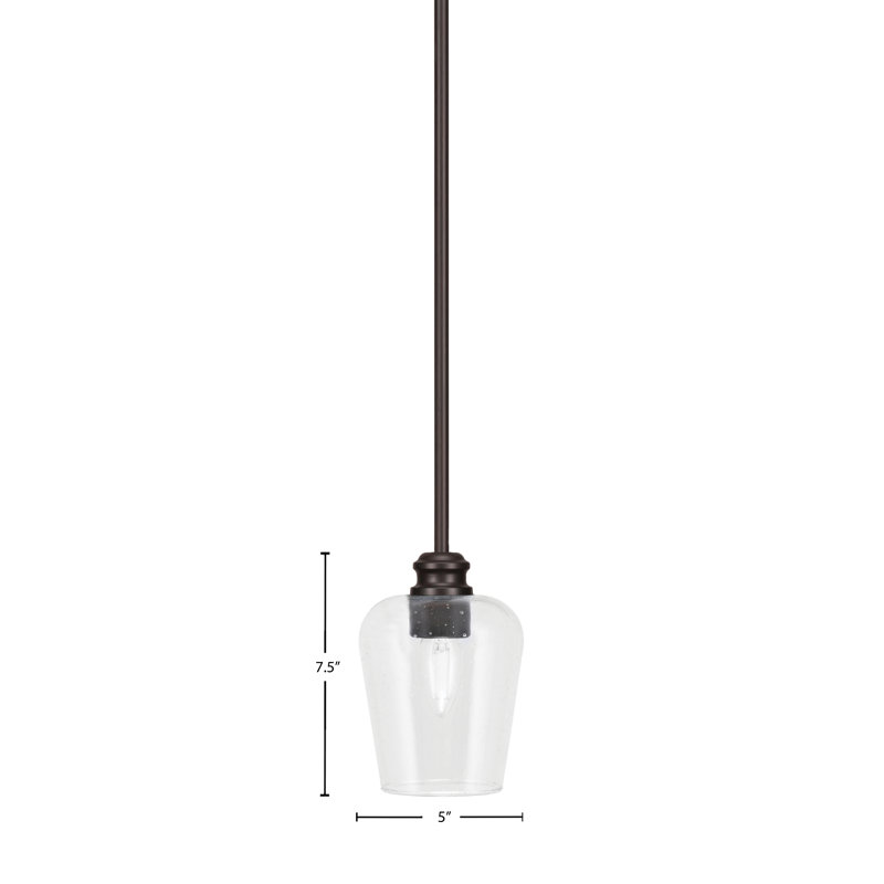 Edge Stem Hung Mini Pendant With 5" Clear Bubble Glass, Espresso