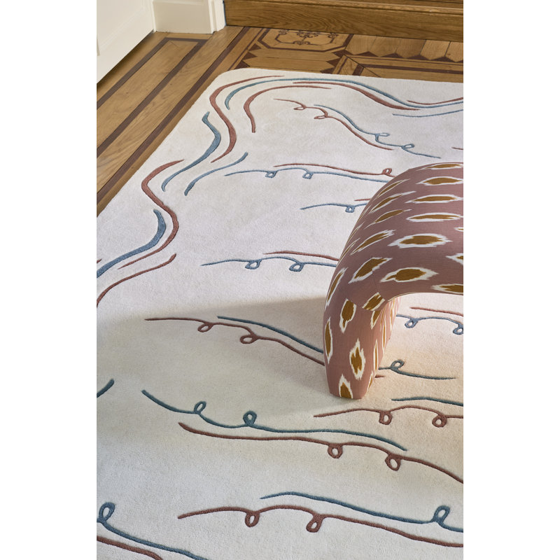 Nazare, Rectangle 6'7" x 9'10", White/Blue
