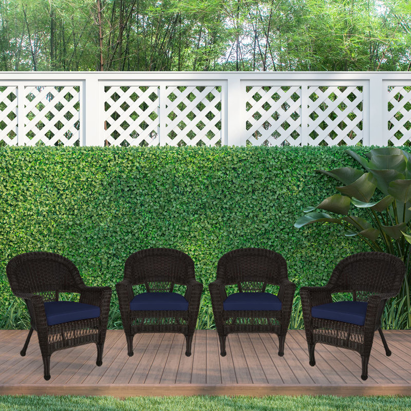 Chaise de patio avec coussins, Bleu minuit, Espresso