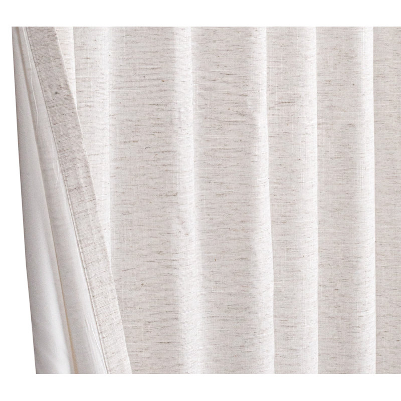 Rideau en lin et coton naturel avec doublure Texo sur fond blanc, L 50 po x L 63 po