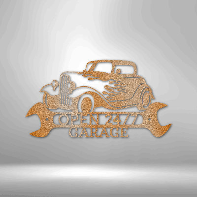 Personalized Hot Rod Shop Monogram Steel Sign Steel Art Wall Metal Decor