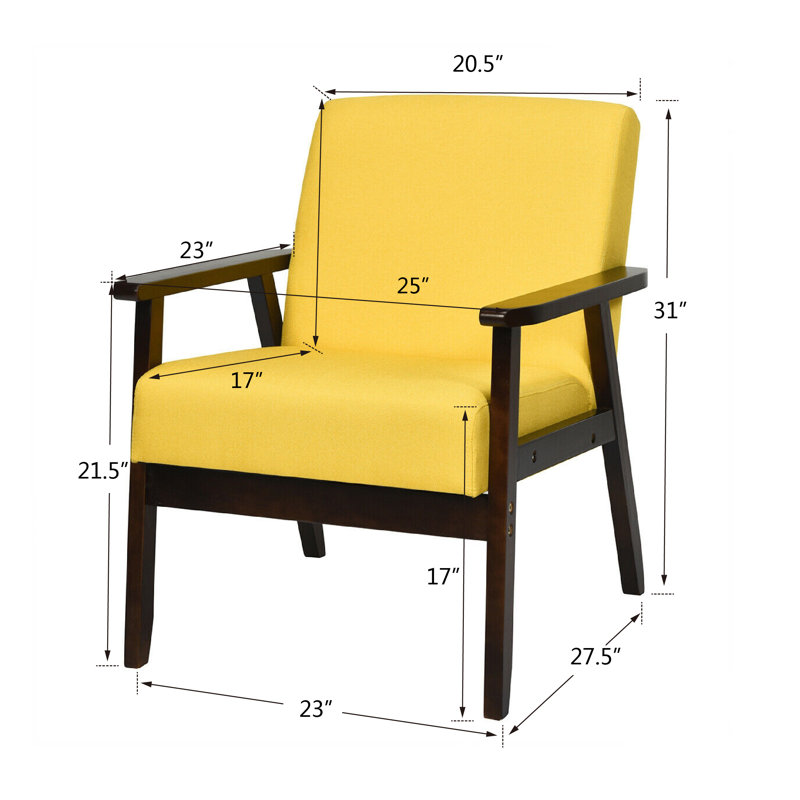 Fauteuil Avanelle, Jaune 100% lin