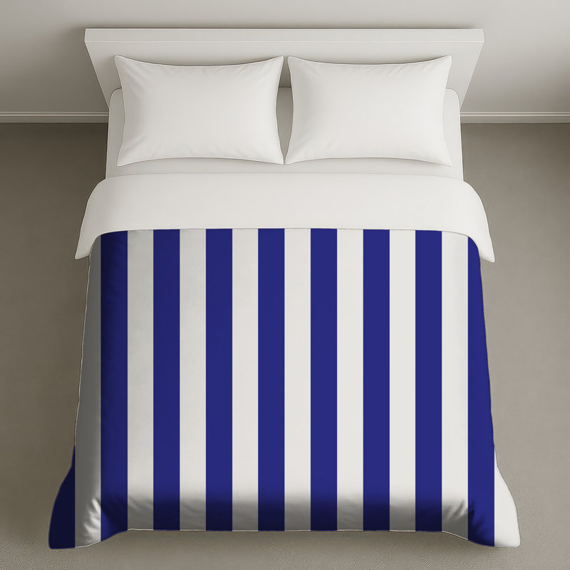 Blue White Stripes Duvet Covers, Grand lit