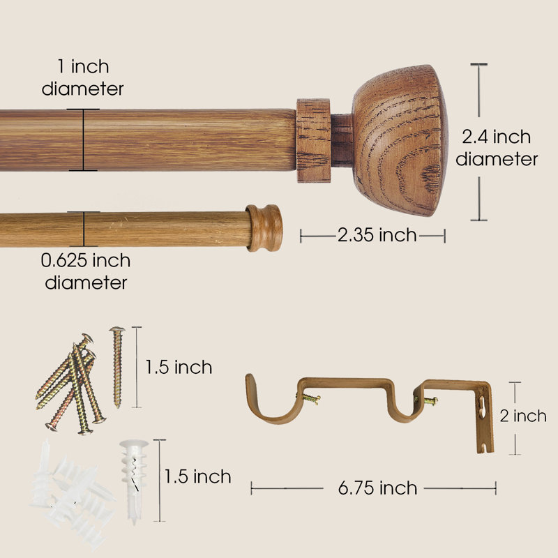 Ensemble de tringle à rideaux double réglable de 1 po, 72" – 144"