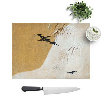 Tempered Glass Birds in the Snow Chopping Board