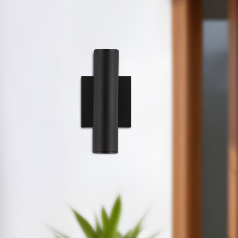 Lorna 2 - Light LED Flush Mounted Sconce, 14 W, 9" H x 4.63" W x 3" D, Black