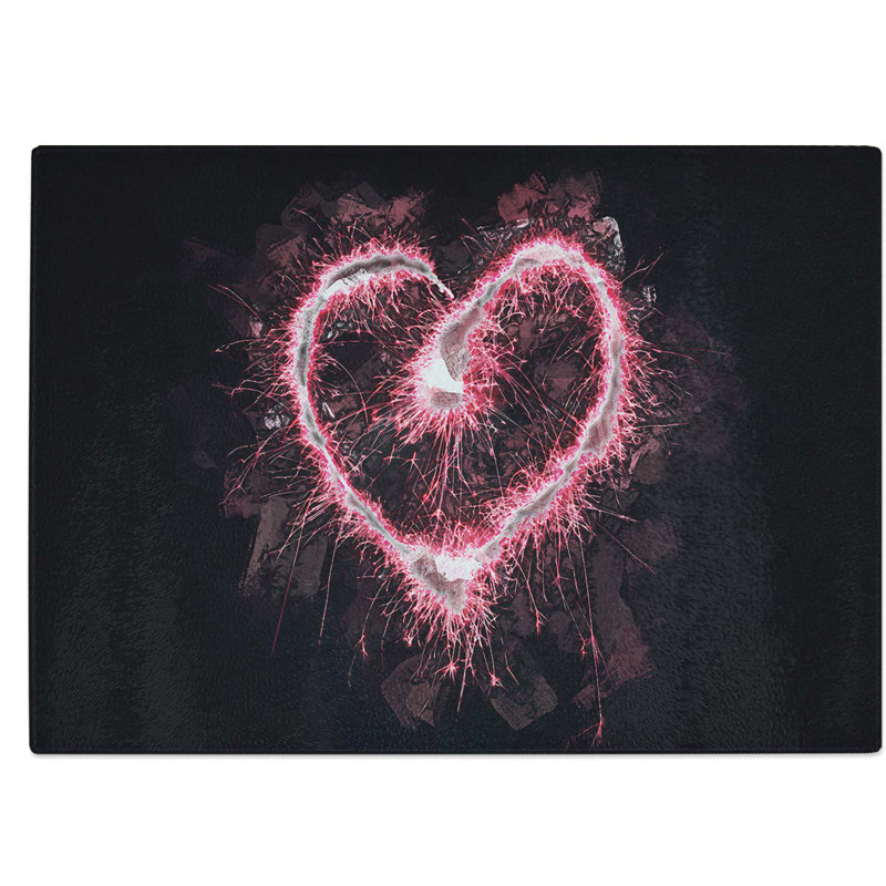 Tempered Glass Spark of Love Chopping Board, 28.5 cm W x 20 cm L