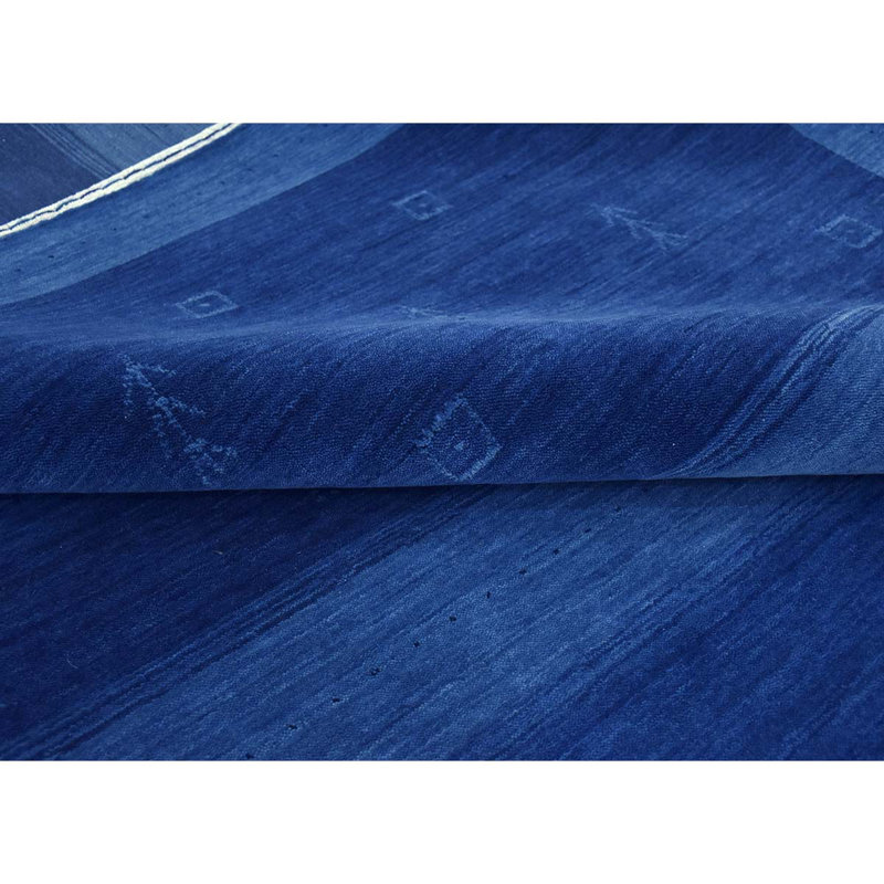 Hand Knotted Geometric Area Rug in Blue, Rectangle 6' x 9'