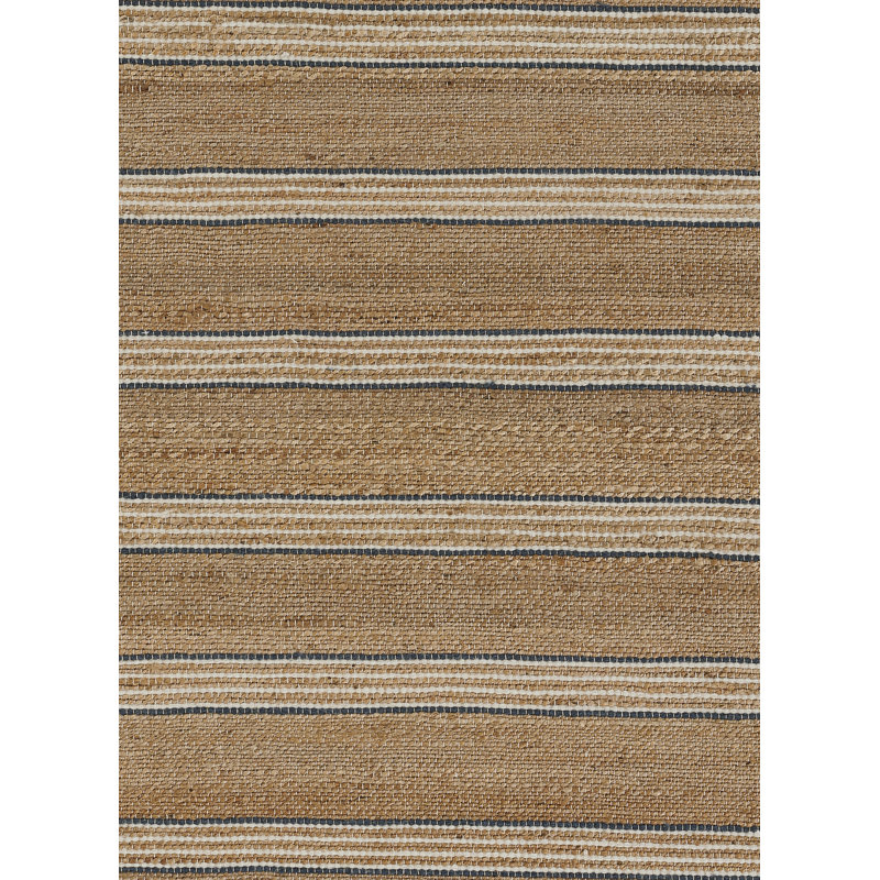 Blue and Brown Wool Stripe 10' x 14' Handmade Rug