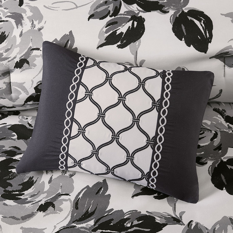 Édredon simple / simple TG et taie décorative - imprimé floral, oreiller simple