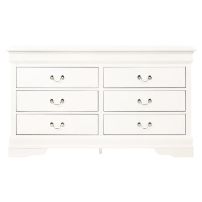 Commode blanche traditionnelle pour la chambre à coucher - Bases et moulures courbées Tiroirs La quincaillerie en métal résiste au ternissement avec arrêt positif