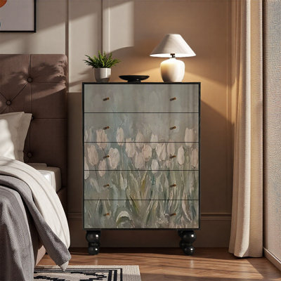 Solid Ash Wood Five Drawer Cabinet